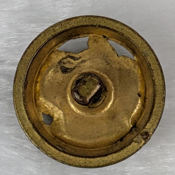 1940s Oval Leaf & Berry Raised Design Button Pierced Brass-Tone Unknown Material - Picture 2 of 4